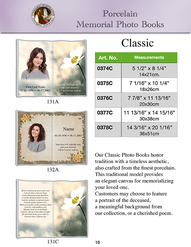 Porcelain Memorial Photo Books Classic